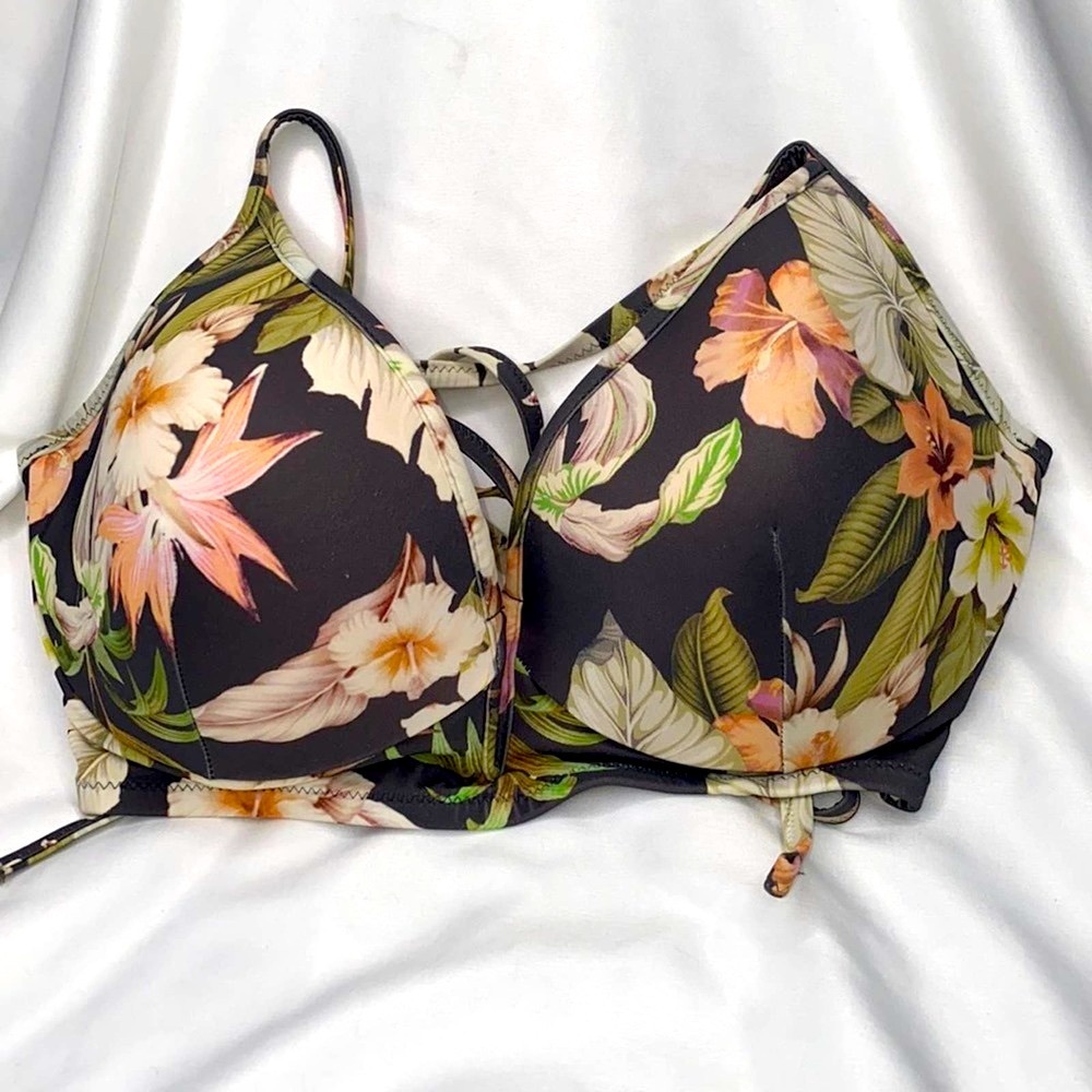 Shade & Shore Bikini Tropical Palms BOHO Ruching on Bottoms